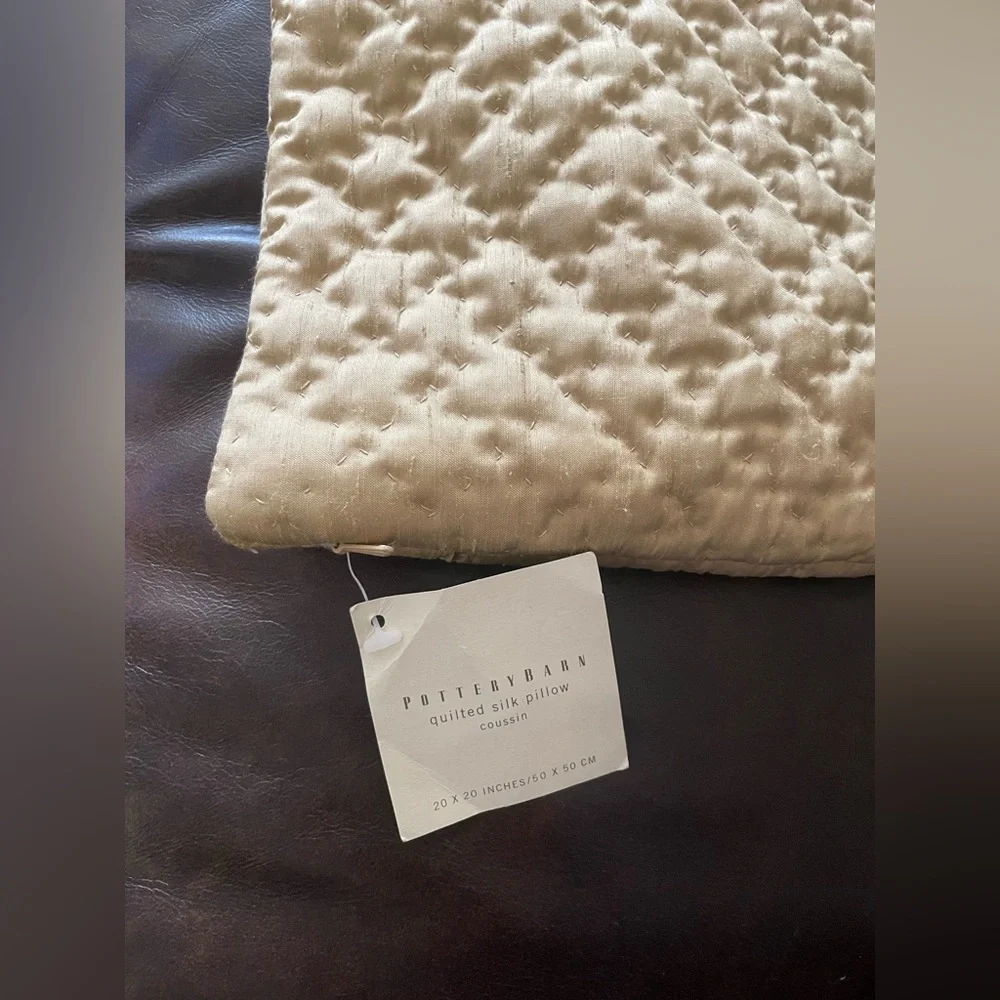 Pottery Barn Gold Quilted Silk Pillow Shams 20x20” Set of 4